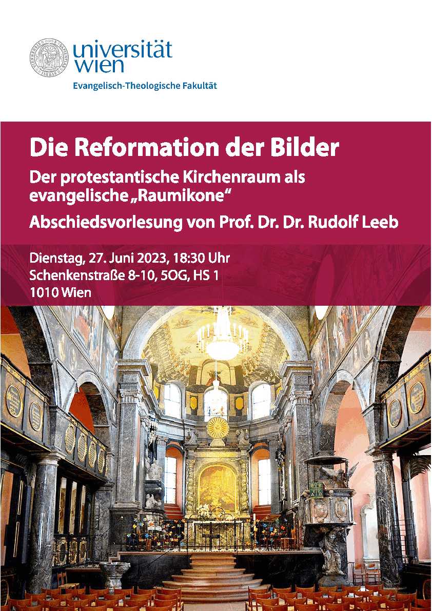 Plakat zur Abschiedsvorlesung von Prof. Leeb zeigt einen Kirchenraum.